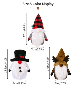 Detailed size specifications for gnome snowman and reindeer Christmas cutlery holders set