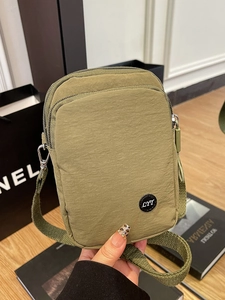 Mini Crossbody Bag Women Nylon Waterproof Multi Pocket Triple Zipper Phone Purse Casual Daily Lightweight Small Square