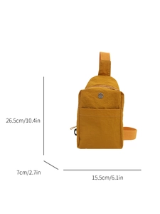 Ginger nylon crossbody bag with M Fashion logo and adjustable strap for daily use