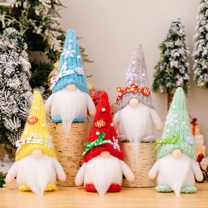 Christmas Knitted Gnome Ornaments Handmade Plush Tomte Decorations Snowflake Hat Gnomes For Holiday Party Home Decor Gift