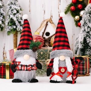Gnomi Di Natale Peluche Ornamenti Rosso Nero Quadri Gnomo Maglia Con Segni Xmas Joy Per Decorazione Festiva Della Casa Di Vacanza