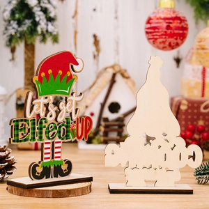Christmas wooden gnome tabletop sign featuring Elfed UP text and a DIY unfinished version