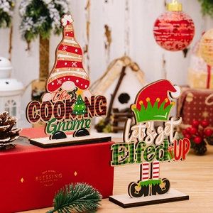 Christmas Wooden Gnome Letter Table Ornament Elf Gnome Standing Decor For Xmas Home Kitchen Party Desktop Decoration Gift