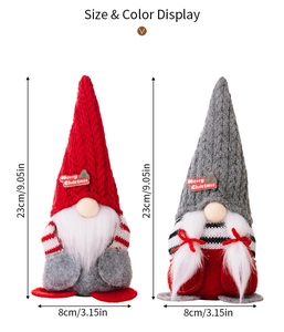 Size chart for 23cm Christmas gnome ornaments with red and grey holiday hats
