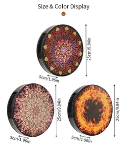 Size and color display of 9.84-inch Bohemian drums with mandala and totem patterns