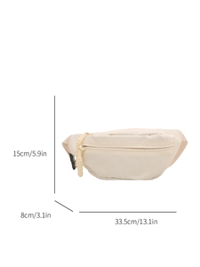 Riñonera de pana beige para mujer con dimensiones 33,5x15x8cm y correa de hombro ajustable