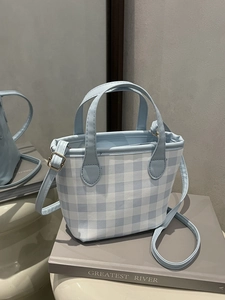Checkerboard Gingham Mini Tote Bag PU Leather Handbag Adjustable Shoulder Crossbody Purse Casual Fashion For Women