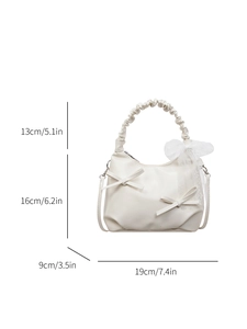 Sac à main beige chic avec nœud en dentelle et dimensions pour le style automne