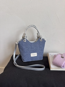 Borsa A Secchiello In Denim E Ecopelle Colore A Contrasto Borsa A Tracolla Chic Casual Moda Versatile Per Donna Quotidiana