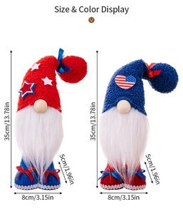 Detalle de dimensiones de gnomos patrióticos de 35cm para el Día de la Independencia
