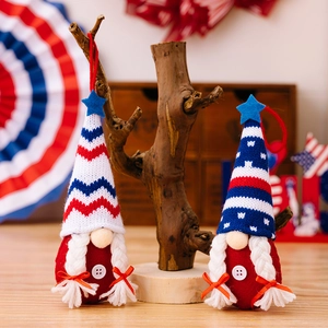 Patriotic gnome ornaments set with red white and blue stars for Independence Day decor