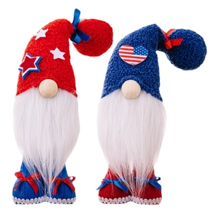 Set de gnomos patrióticos del 4 de julio con corazones y estrellas de EE. UU.
