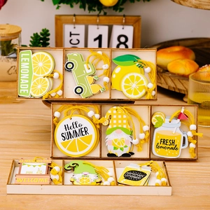 Kit déco été citron nain en bois pour plateau avec camions et perles décoratives