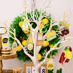 Lot de pendentifs d'été en bois gnomes et citrons avec camion et décor de limonade