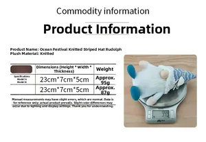 Size and weight specifications for ocean festival gnomes with striped knitted hats