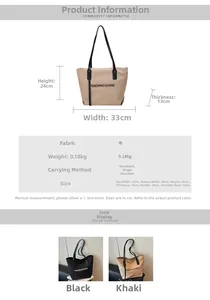 Diagramme technique montrant les dimensions et détails du sac cabas en nylon