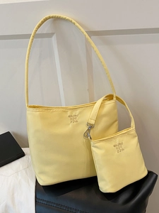 Women Fashion Nylon Shoulder Bag Minimalist Solid Color Handbag With Accessory Pouch Urban Style Daily Crossbody 2 Piece Set
