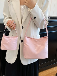Pink fabric handbag set for women featuring enjoy life embossing and a stylish commute design
