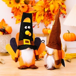 Herbstliche Erntedankfest Truthahn-Gnome mit Sonnenblumen und Kürbis Deko
