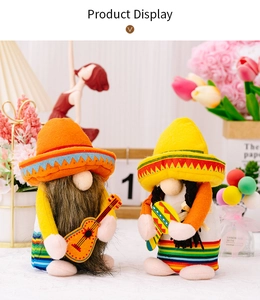 Detailed display of Mexican fiesta gnomes with guitar and maracas for party decor
