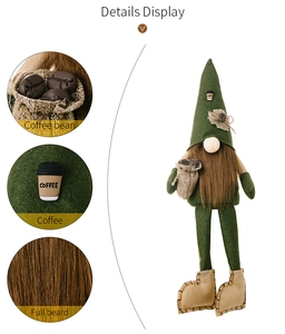 Detailaufnahmen von Kaffeebohnen, Tasse und Bartstruktur des schwedischen Wichtels