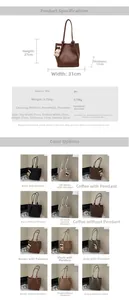 Detailed size chart and specifications for the large capacity PU leather tote bag models