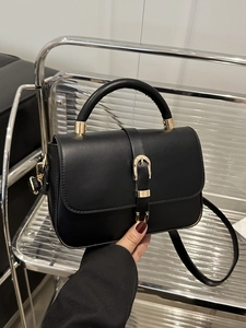 Women Minimalist PU Leather Small Square Shoulder Bag Solid Color Gold Buckle Handbag Crossbody Bag For Daily Commuting Office