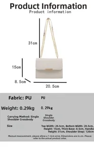 Spécifications détaillées de taille du sac à bandoulière en cuir PU matelassé blanc