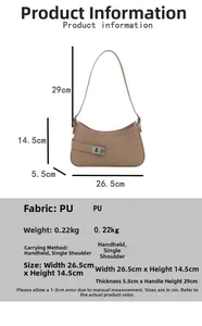 Tableau des tailles et spécifications détaillées pour sac baguette en similicuir kaki