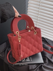 Damen Gesteppte PU-Leder Umhängetasche Mit Goldenem Schlüsselanhänger Einfache Koreanische Pendler Handtasche Crossbody Bag