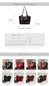 Tableau des tailles et spécifications de couleurs pour le grand sac fourre-tout en PU