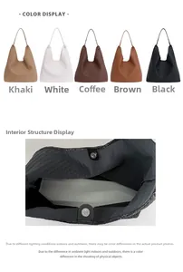 Close-up of woven tote bag interior with magnetic closure and five color options