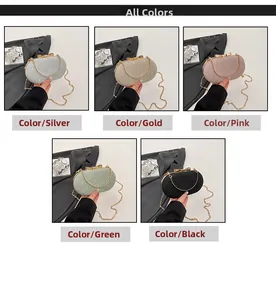 Chic oval evening clutch with glitter texture and bow clasp in five colors