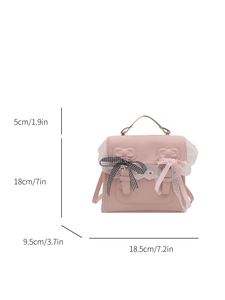 Pink Lolita style lace backpack with dimensions 18.5x18cm shown in a clear front view