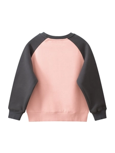 Sweat à manches raglan rose et gris pour filles avec finitions en maille côtelée