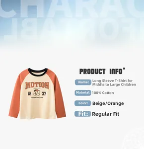 Detail view of cotton long sleeve t-shirt with motion graphic and raglan sleeves