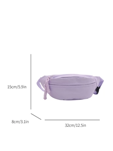 Minimalist lavender nylon fanny pack for women with size dimensions 32x15x8cm
