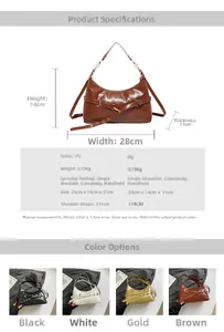 Detailed size guide and specifications for minimalist solid PU leather crossbody handbag
