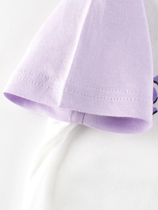 T-shirt à manches raglan pour enfants avec manches lavande et coutures en coton de qualité
