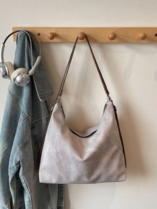 Large Capacity Hobo Bag For Women Retro PU Leather Shoulder Bag Casual Commuting Tote Bag With External Zipper Pocket