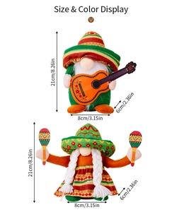 Detaillierte Größen- und Farbanzeige der mexikanischen Karnevalszwerge mit Gitarre