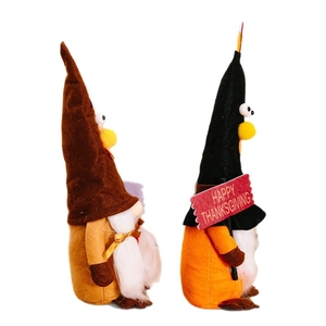 Thanksgiving-Gnom-Plüschpuppen-Set mit Truthahnthema und Happy Thanksgiving-Schild