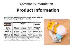 Size chart showing 24x10x7cm dimensions for Bumblebee Day gnome plush doll on scale
