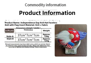 Detailed size chart and weight measurement for the American Independence Day knitted gnome