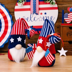 Detail of patriotic gnomes with American flags and stars stripes motifs for Independence Day