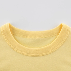 Classic bright yellow cotton T-shirt featuring a durable ribbed crew neck for kids