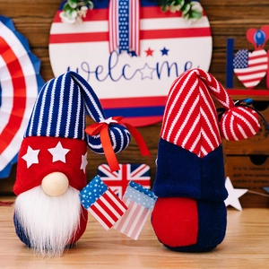 Patriotic Independence Day gnomes with American flags and stars in red white and blue theme