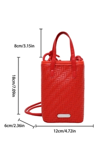 Sac bandoulière tissé rouge minimaliste avec poignées et bandoulière réglable