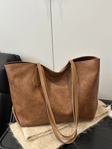 Borsa Tote Grande Capacità Pelle PU Consistenza Retrò Borsa A Spalla Minimalista Per Donna Ufficio Quotidiano
