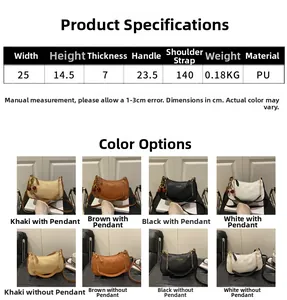 Detailed size chart and dimensions for the trendy PU leather shoulder underarm bag